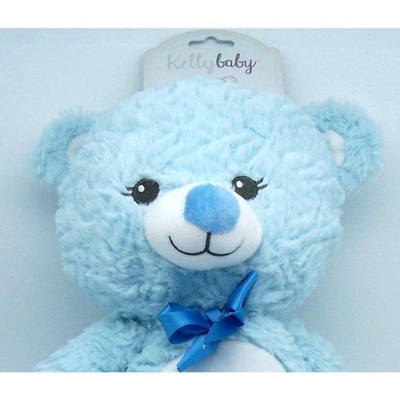 My First Bear Kellybaby Blue Plush Rattles Embroidered Eyes Soft Cuddly NWT 14" - Picture 2 of 7